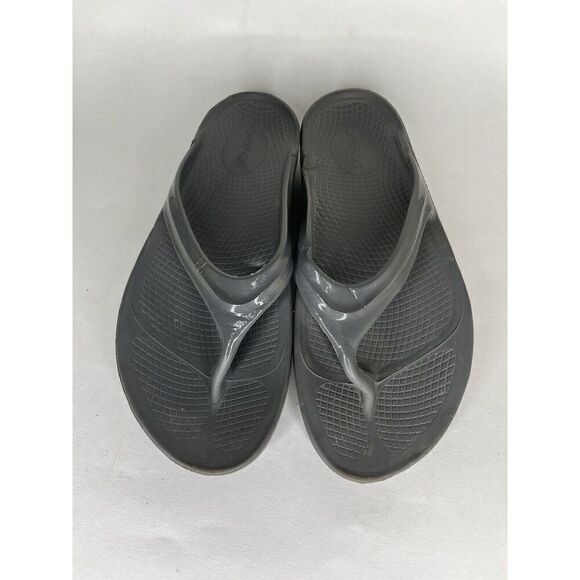 Oofos Sandals Flip Flops Women Size 9 Gray Rubber Comfort - Picture 2 of 14